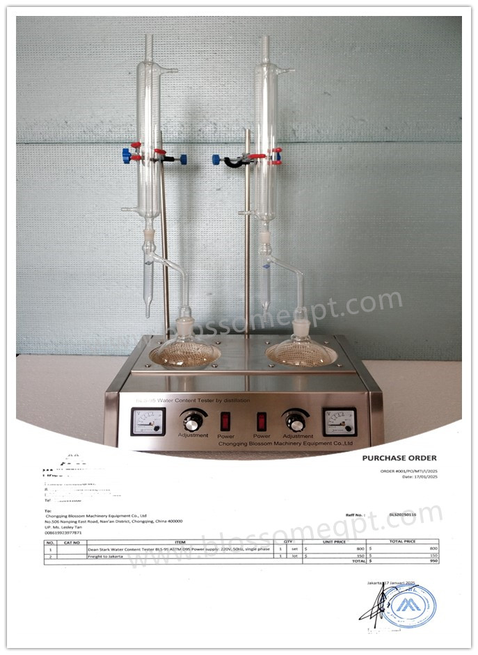 Customer From Indonesia Purchased Dean Stark Water Content Tester in January 2025