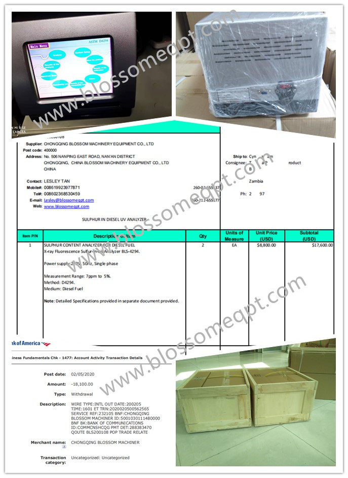 Customer From United States Purchased Two Sets of ASTM D4294 Sulfur Analyzer for Zambia Client in January 2020